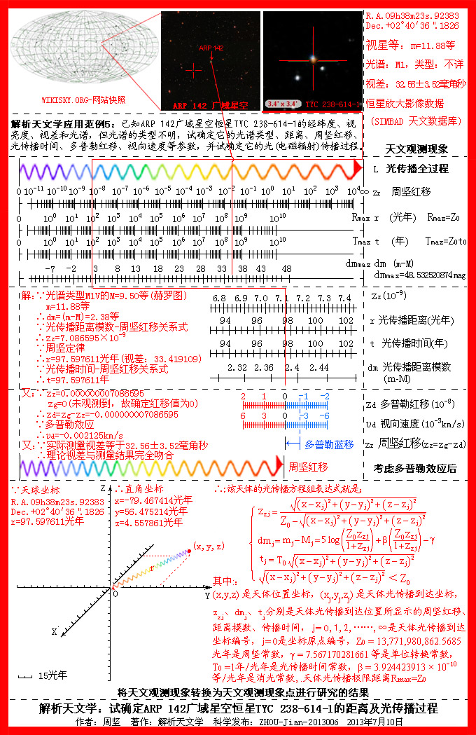 解析天文学：试确定ARP 142广域星空恒星TYC 238-614-1的距离及光传播过程656 / 作者:周坚 / 帖子ID:17043