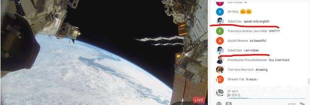 看NASA太空直播，偶遇大陆同胞，印度人太矫情，最后地球真美810 / 作者:宇宙天使 / 帖子ID:23522