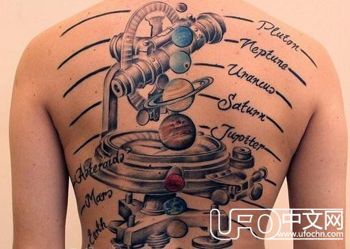 经典纹身：多款关于太阳系彩绘几何圆形线条星球纹身86 / 作者:复古的仙人掌 / 帖子ID:24539