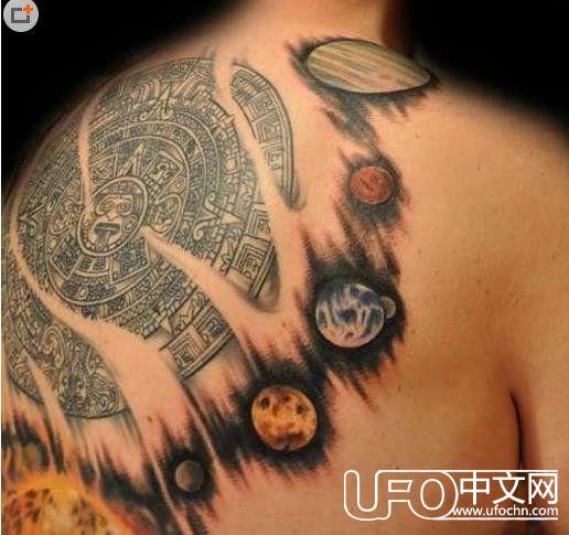 经典纹身：多款关于太阳系彩绘几何圆形线条星球纹身807 / 作者:复古的仙人掌 / 帖子ID:24539