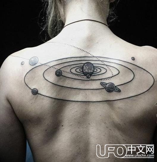 经典纹身：多款关于太阳系彩绘几何圆形线条星球纹身97 / 作者:复古的仙人掌 / 帖子ID:24539