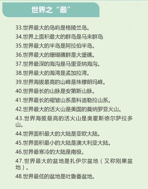 这些地理知识你知道么？100道地理常识题，考试、答题必备！35 / 作者:448342164 / 帖子ID:29424