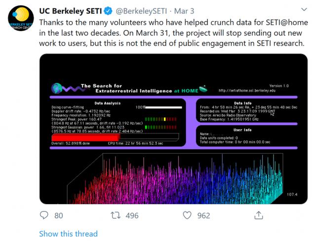 寻找外星人计划“seti”分布式算力近21年也没用385 / 作者:※鱼鱼╰☆ / 帖子ID:58526