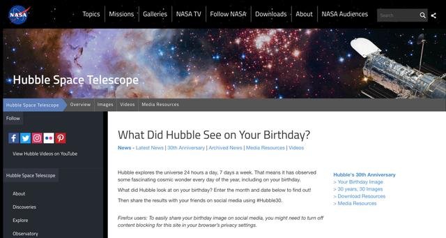 NASA 公布全年宇宙照片，你生日那天，哈勃看到了啥989 / 作者:123457025 / 帖子ID:58546