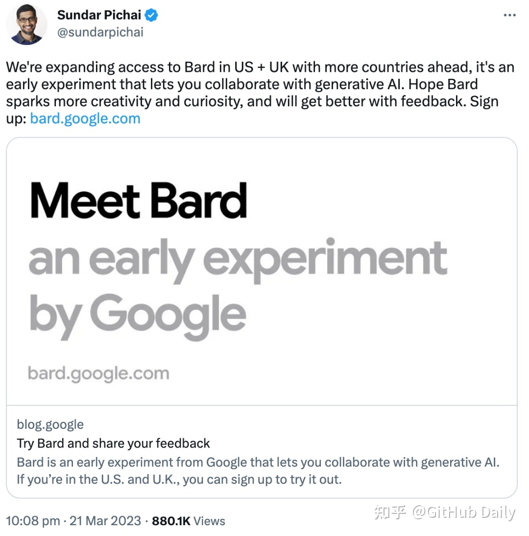 Google Bard 开放内测申请了！995 / 作者:123457751 / 帖子ID:115903