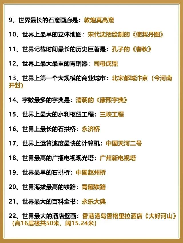中国的66个世界之最（文化、历史、地理）578 / 作者:压后牙 / 帖子ID:120533