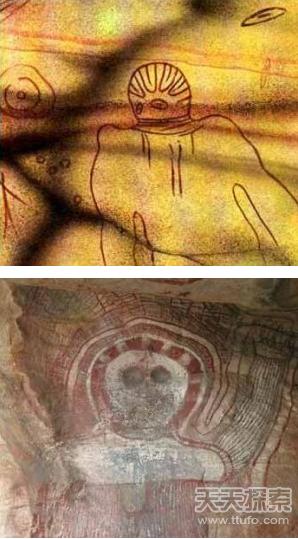 印万年前洞穴发现外星人和UFO壁画 史前壁画至今难解870 / 作者:UFO爱好者 / 帖子ID:84697